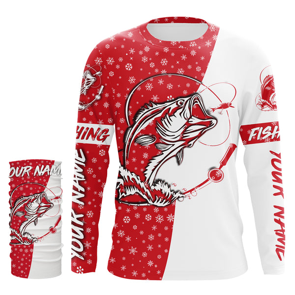 Bass Fishing Christmas Custom UV Protection Long Sleeve Fishing Shirts, Bass Fishing Christmas gifts - IPHW1711