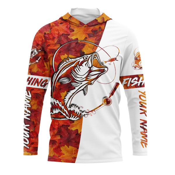 Autumn Bass Fishing Custom UV Long Sleeve performance Fishing Shirts, personalized Bass Fishing gifts - IPHW1712