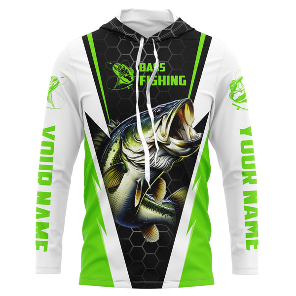 Custom Largemouth Bass Fishing Jerseys, Bass Tournament Long Sleeve Fishing Shirts | Green IPHW3800
