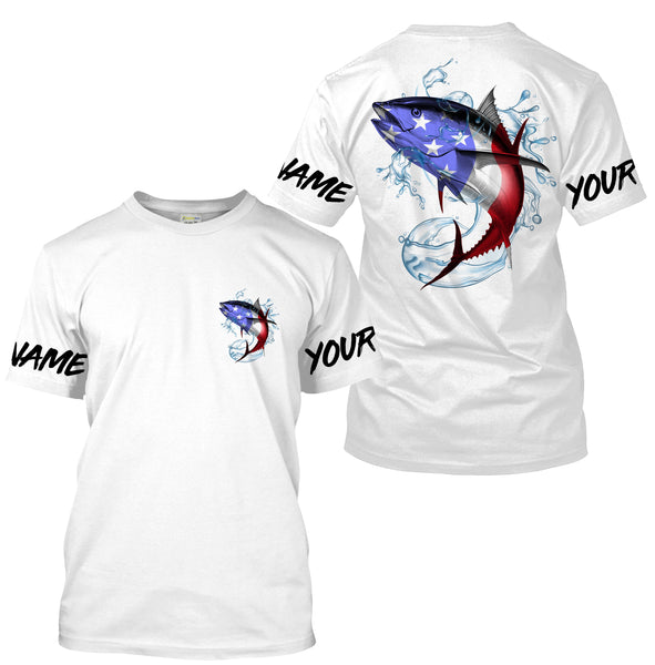 Tuna Fishing American Flag Custom performance Long Sleeve Fishing Shirts, Patriotic Fishing gifts - IPHW1414