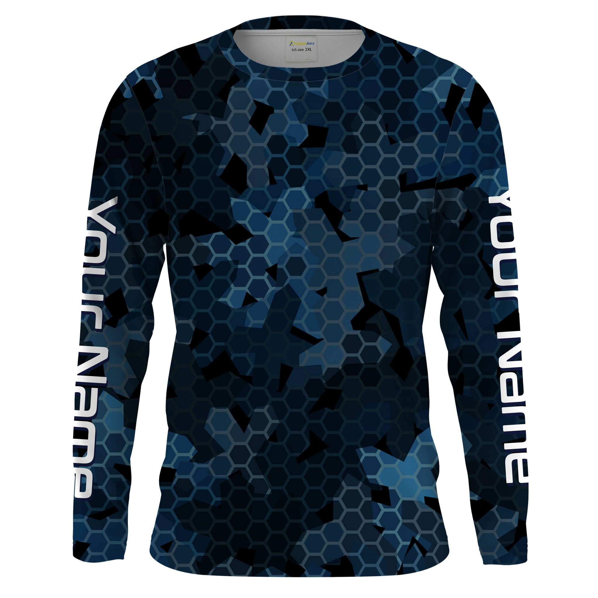 Dark blue camo Custom UV Long Sleeve performance Fishing Shirts
