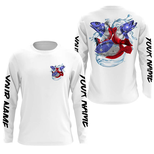 Personalized Texas Slam Redfish Trout Flounder Texas Flag Fishing shirts, Texas Trio Fishing jerseys IPHW3418