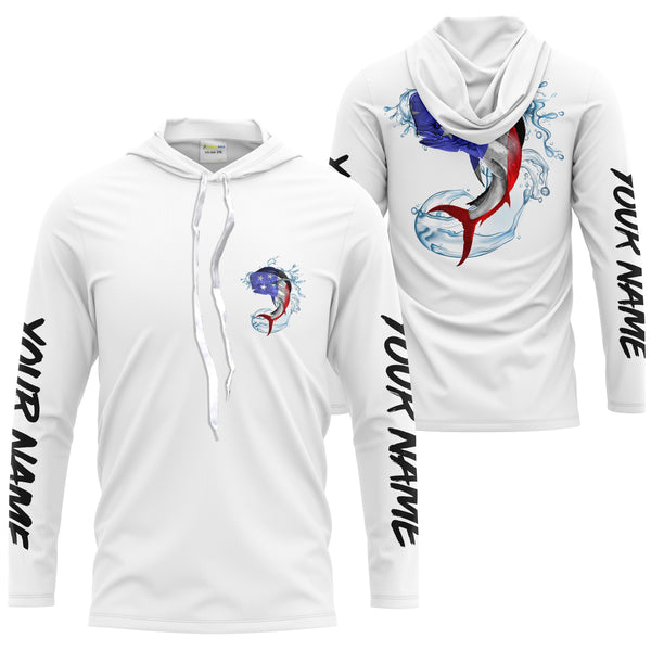 Mahi Mahi Fishing American Flag Custom Long sleeve performance Fishing Shirts, Patriotic Fishing apparel - IPHW1445