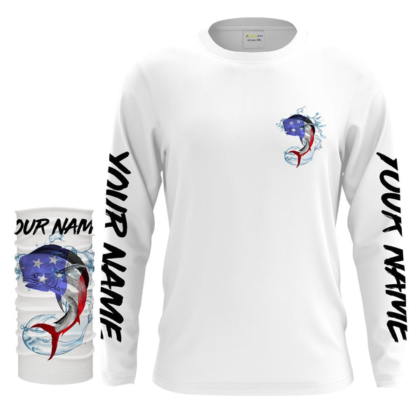 Mahi Mahi Fishing American Flag Custom Long sleeve performance Fishing Shirts, Patriotic Fishing apparel - IPHW1445