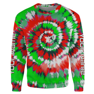 Green and red Christmas Tie dye Custom All over print Sweatshirt, Hoodie Shirts, Christmas Family Christmas crew Shirts gifts - IPHW1719
