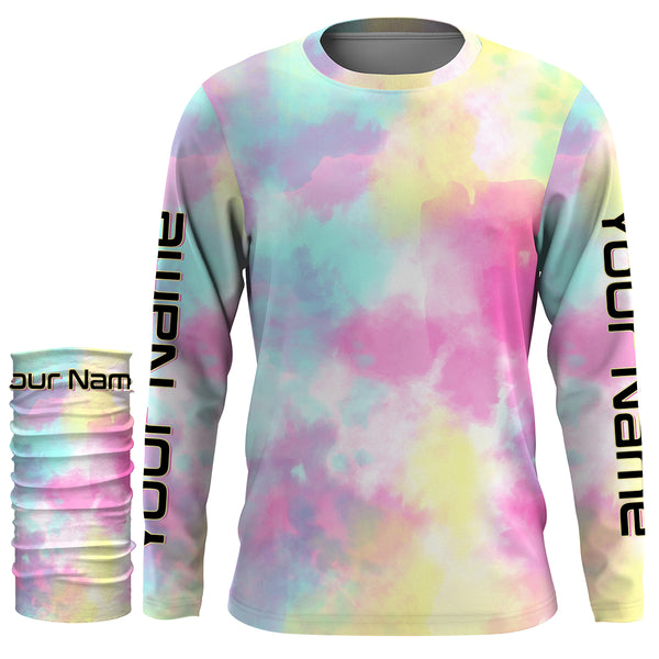 Custom Womens pastel Tie Dye Shirts, UV Long Sleeve Fishing Shirts for women - IPHW1722