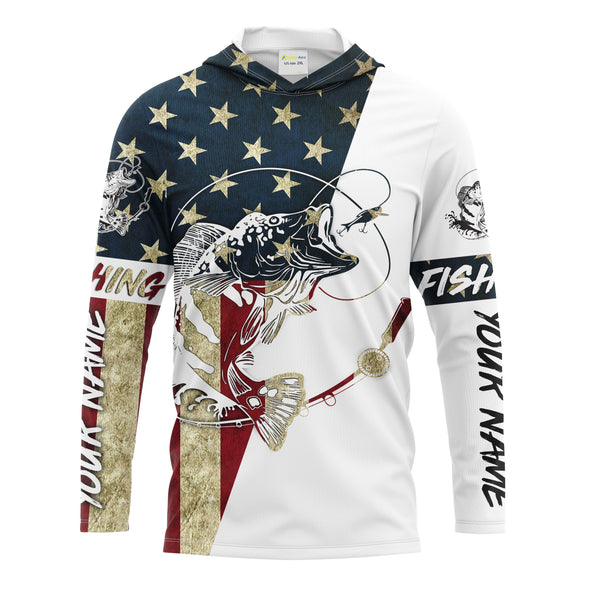 Peacock Bass  American Flag Custom Patriotic Long Sleeve Fishing Shirts, personalized Fishing  jerseys - IPHW1269