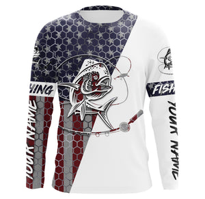 Mahi Mahi Fishing American Flag Custom Long Sleeve performance Fishing shirts, personalized Patriotic Fishing jerseys - IPHW2207