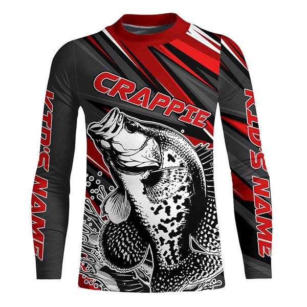 Personalized Crappie Fishing Jerseys, Crappie Long Sleeve Tournament Fishing Shirts | Red IPHW6075