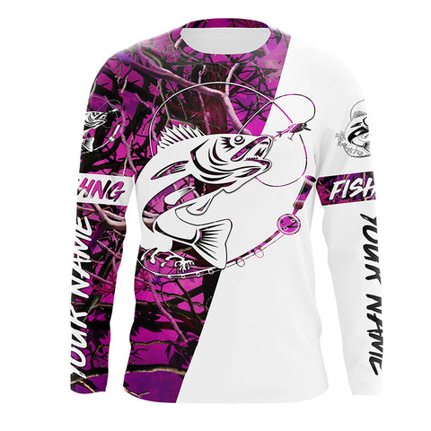 Walleye Custom Fishing Shirts, Walleye women's Fishing apparel fishing gifts | pink camo IPHW3598