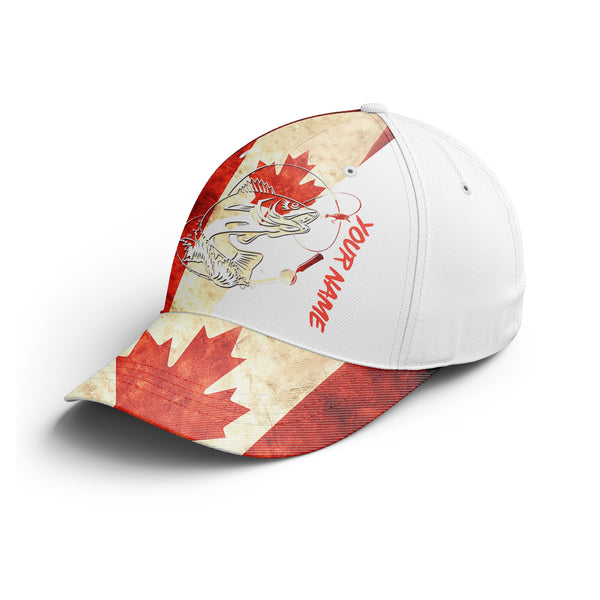 Canada flag Walleye Fishing Adjustable Mesh Fishing Baseball Trucker Angler hat cap, personalized Fishing gifts IPHW2976