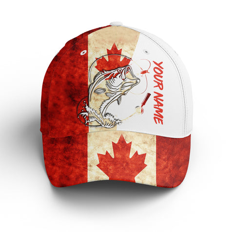 Canada flag Bass Fishing Adjustable Mesh Fishing Baseball Trucker Angler hat cap, personalized Fishing gifts IPHW2977
