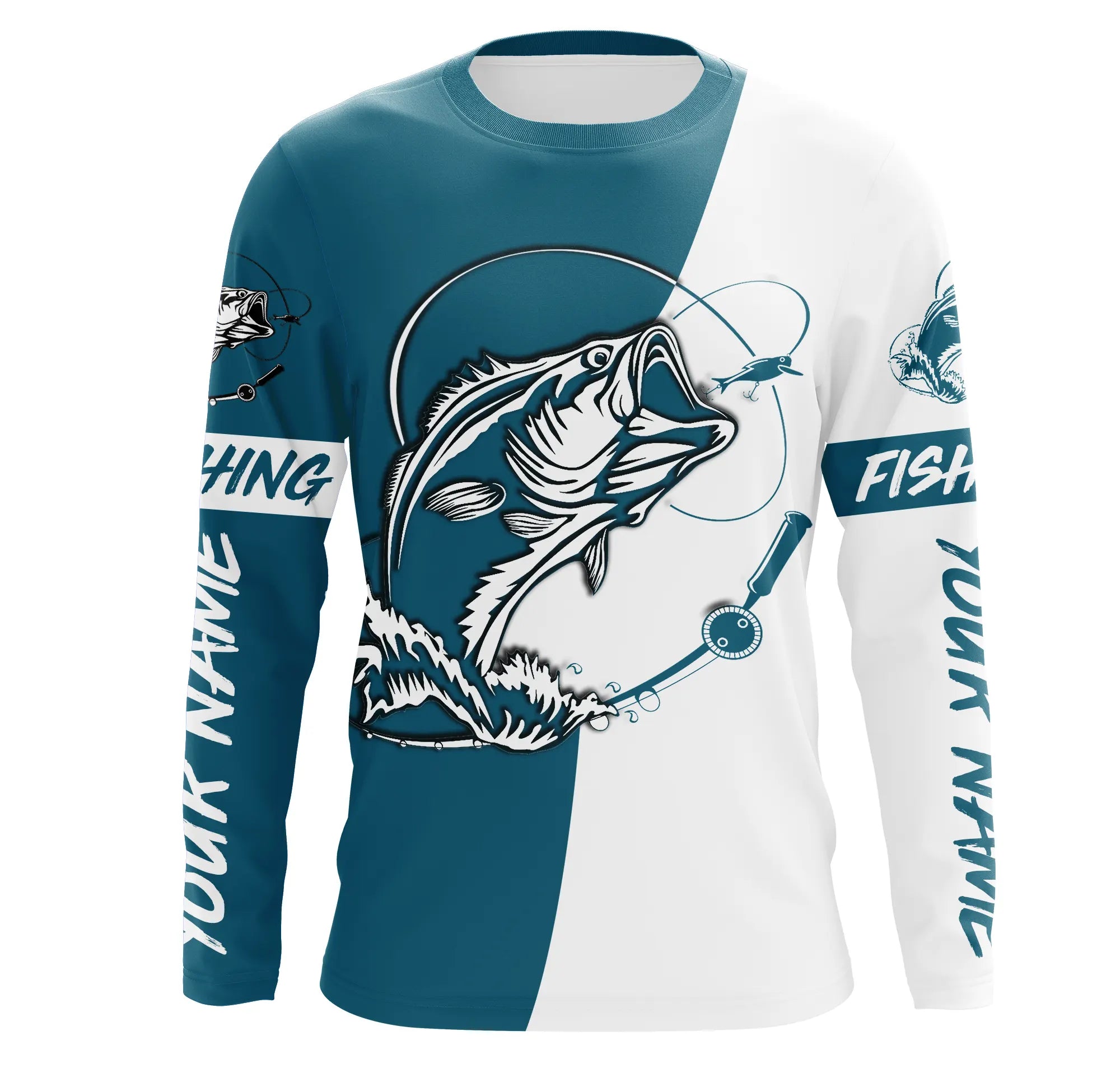 Personalized Bass Fishing Jerseys, Custom Name Bass Long Sleeve Tournament Fishing Shirts IPHW5879 Long Sleeves UPF / Orange