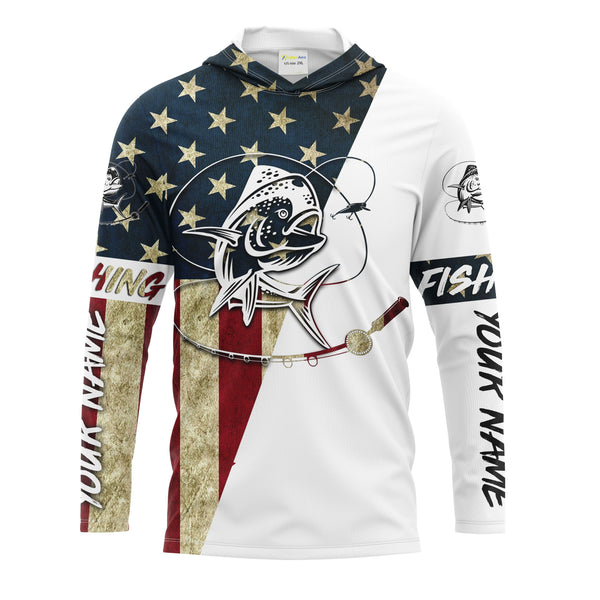 Mahi Mahi Fishing American Flag Custom UV Long Sleeve Fishing Shirts, personalized Patriotic Fishing gifts - IPHW1137