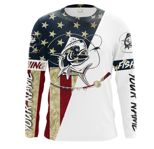 Mahi Mahi Fishing American Flag Custom UV Long Sleeve Fishing Shirts, personalized Patriotic Fishing gifts - IPHW1137