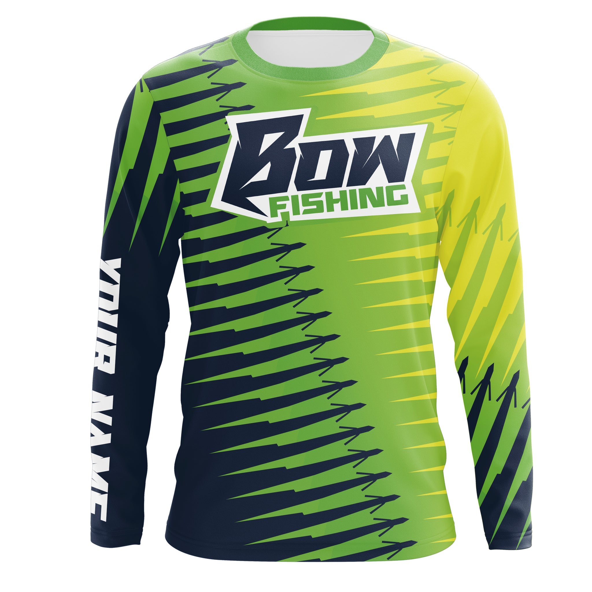Custom Bowfishing Shirts, Bowfishing arrows Long sleeve Fishing Shirts, Bow Fishing jerseys | green IPHW3183