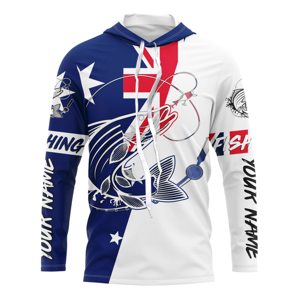 Australian flag Barramundi Custom Long Sleeve performance Fishing Shirts, Barramundi Fishing jerseys IPHW2884