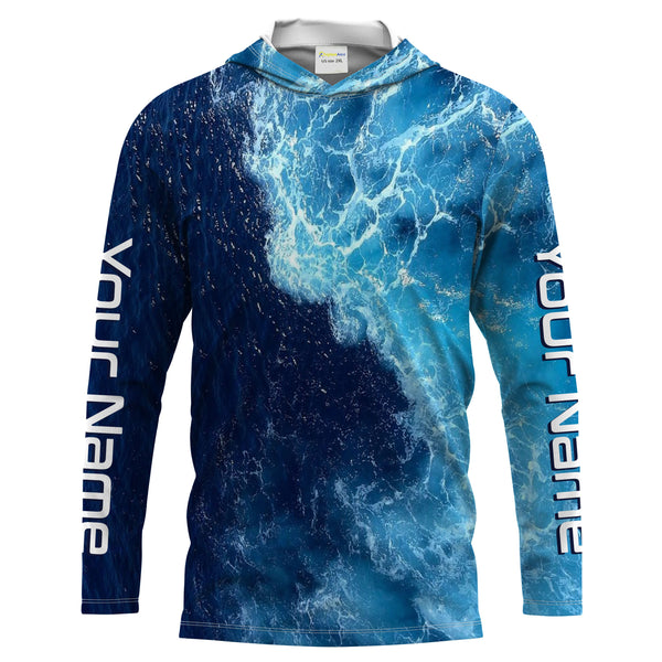 Beautiful Custom Saltwater Long sleeve Fishing Shirts UV Protection, Sea wave camo Fishing Shirts - IPHW1331