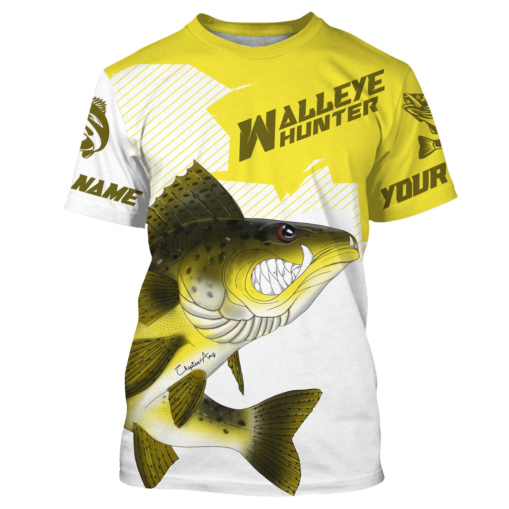 Angry Walleye Custom Long sleeve performance Fishing Shirts, Walleye h