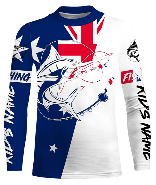 Australian flag Swordfish Custom Long Sleeve performance Fishing Shirts, Swordfish Fishing jerseys IPHW2882