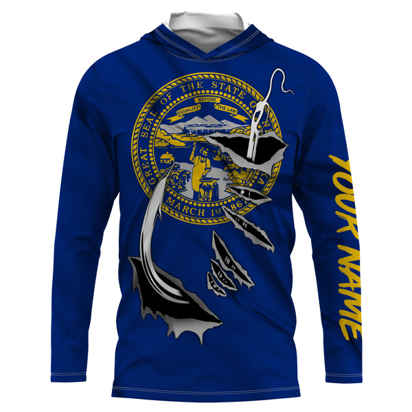 Nebraska Flag 3D Fish Hook UV Protection Custom Long Sleeve performance Fishing Shirts UPF 30+ - IPHW496