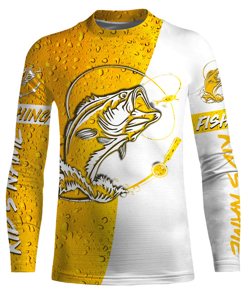 Fishing and beer Bass Fishing Custom Long Sleeve performance Fishing Shirts, Bass Fishing jerseys - IPHW1792