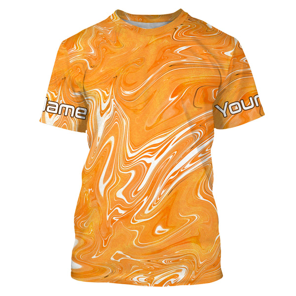 Fall Orange Sea wave camo Custom Long Sleeve performance Fishing Shirts, Autumn Fishing jerseys - IPHW1793