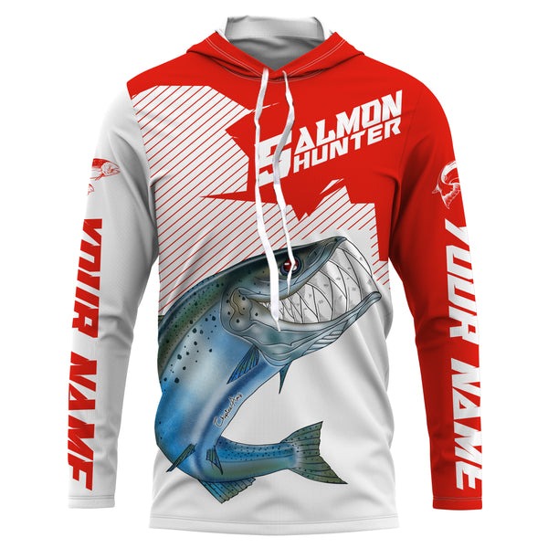 Angry Chinook King Salmon Custom Long sleeve Fishing Shirts, Salmon hunter Fishing jerseys | red IPHW3338