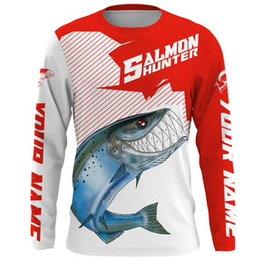 Angry Chinook King Salmon Custom Long Sleeve Fishing Shirts, Salmon Hunter Fishing Jerseys | Red IPHW3338 Long Sleeves UPF / 5XL