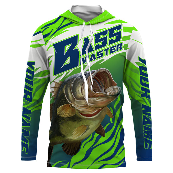 Personalized Bass master Fishing jerseys, Largemouth Bass Long sleeve performance Fishing Shirts IPHW3339