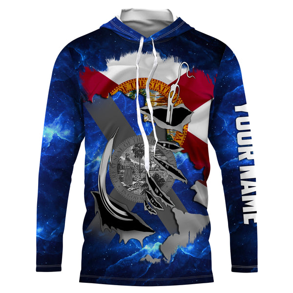 FL Fishing Fish Hook Florida Flag UV protection Custom long sleeves Patriotic fishing apparel gifts - NQS3659