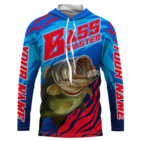 Personalized Bass master Fishing jerseys, Largemouth Bass Long sleeve performance Fishing Shirts IPHW3359