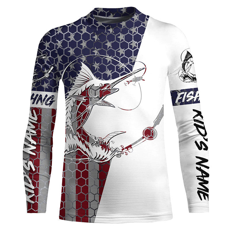 Sailfish American Flag Custom Long Sleeve Fishing Shirts, Saltwater Pa –  Myfihu