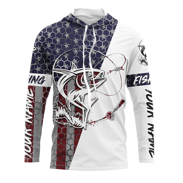 Tuna American Flag Custom Long Sleeve Fishing Shirts, Tuna Saltwater Patriotic Fishing Jerseys IPHW4014