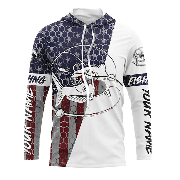 Personalized Catfish Fishing American Flag Fishing Shirts, Catfish Patriotic Fishing Jerseys IPHW4015