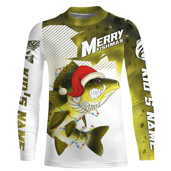 Merry Fishmas Walleye Custom Christmas Fishing Shirts, Best Christmas Fishing Gifts For Fisherman IPHW3728