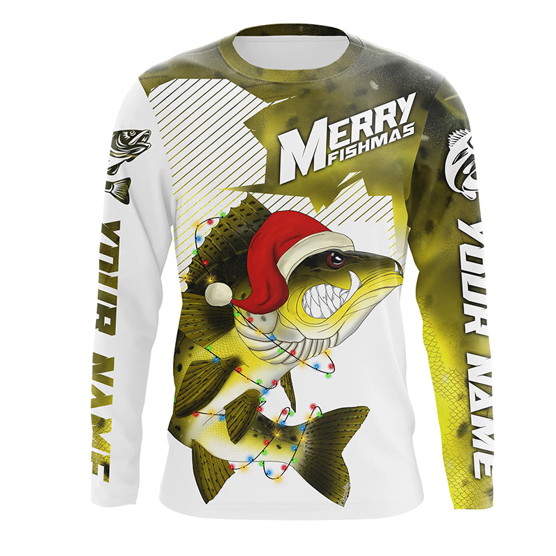 Merry Fishmas Walleye Custom Christmas Fishing Shirts, Best Christmas Fishing Gifts For Fisherman IPHW3728