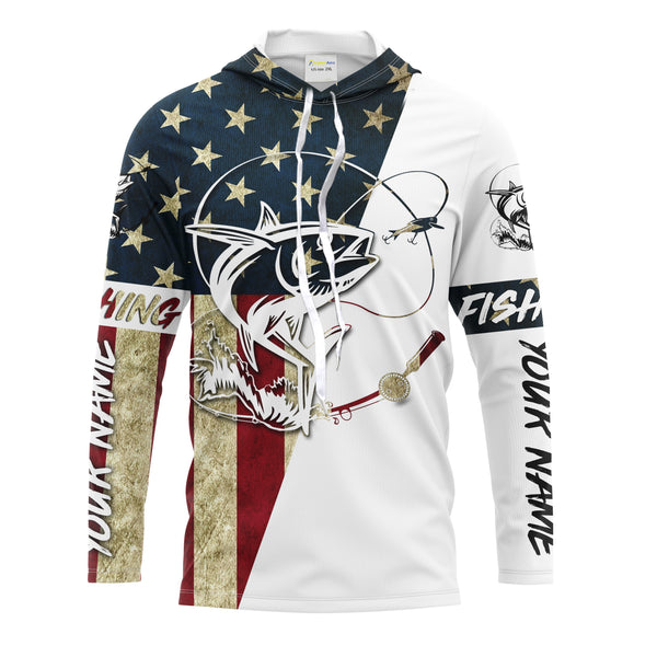 Tuna Fishing American Flag Custom UV Long Sleeve Fishing Shirts, personalized Patriotic Fishing gifts - IPHW1611