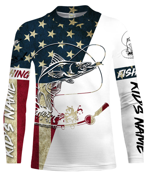 Snook Fishing American Flag Custom UV Long Sleeve Fishing Shirts, personalized Patriotic Fishing gifts - IPHW1612