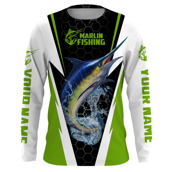 Personalized Marlin Fishing jerseys, Marlin Fishing Long Sleeve Fishing tournament shirts | green - IPHW2382