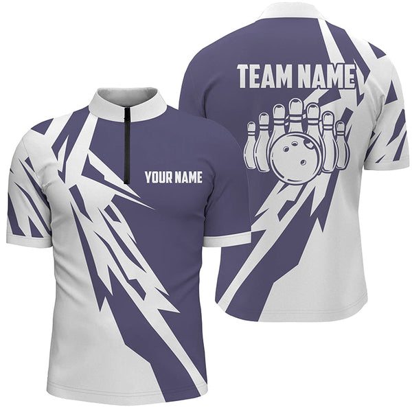 Personalized Blue Bowlling Team Jerseys Mens Bowling Shirts Bowlers Gifts IPHW5522