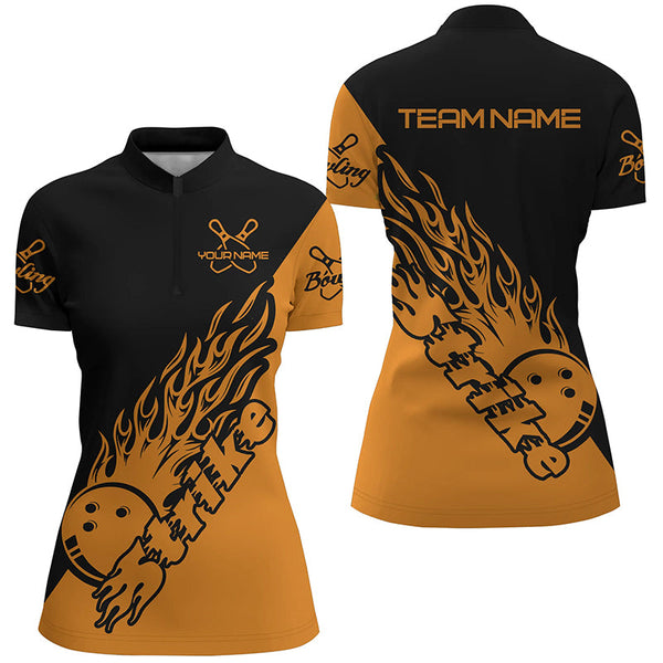 Custom Bowling Shirts For Women, Bowling Team Shirts Bowling Strike | Orange IPHW5171