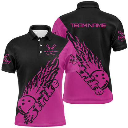 Custom Bowling Shirts For Men, Bowling Team Shirts Bowling Strike | Pink IPHW5172
