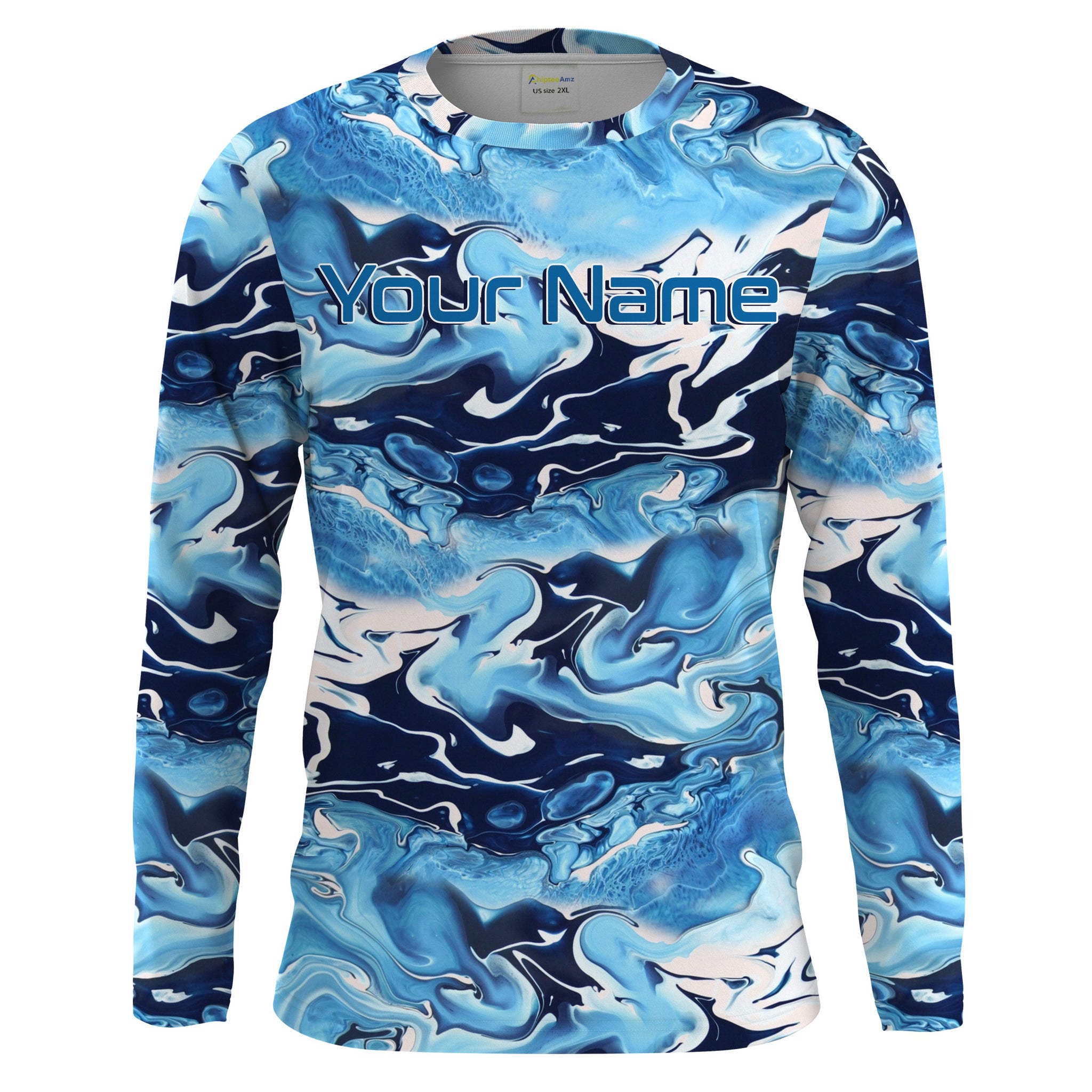 Sea wave camo Fishing Custom UV Long Sleeve Fishing Shirts, Saltwater –  Myfihu
