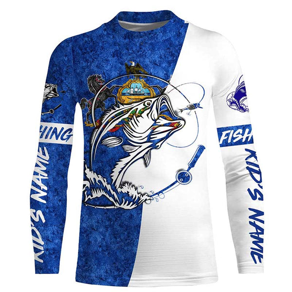 Pennsylvania Bass Fishing tattoo Custom Long sleeve Fishing Shirts, PA Bass Fishing gifts IPHW3544