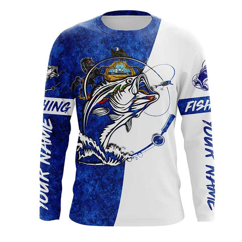 Pennsylvania Bass Fishing tattoo Custom Long sleeve Fishing Shirts, PA Bass Fishing gifts IPHW3544