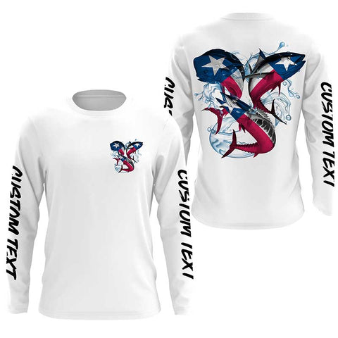 Texas flag Wahoo, Mahi Mahi, Tuna Custom Long sleeve Fishing Shirts, Texas Slam Fishing jerseys IPHW3541