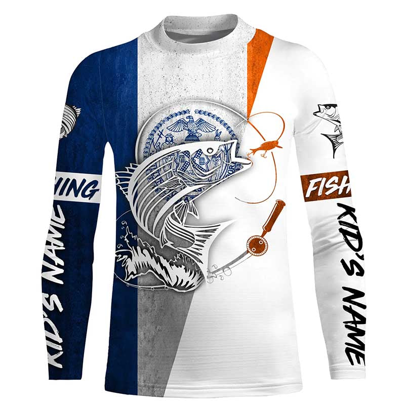 New York Striped Bass Fishing Tattoo Custom Long Sleeve Fishing Shirts, NY Striper Fishing Gifts IPHW3546, Long Sleeves UPF / 3XL