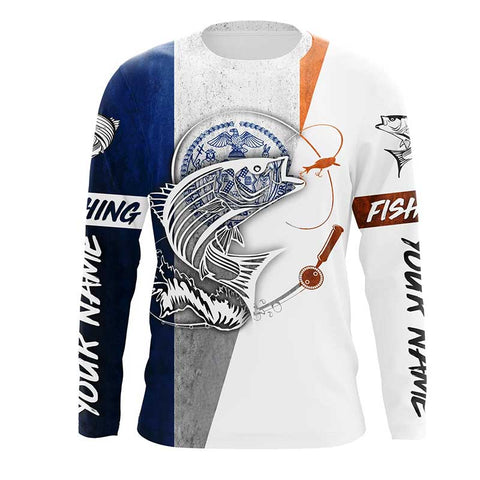 New York Striped Bass Fishing tattoo Custom Long sleeve Fishing Shirts, NY Striper Fishing gifts IPHW3546