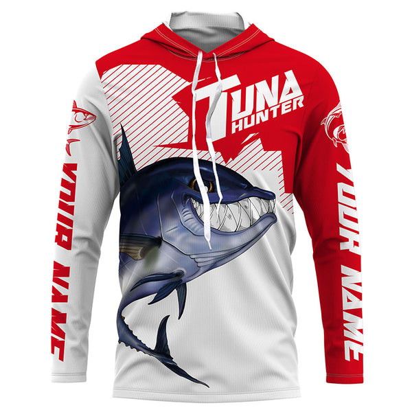 Bluefin Tuna hunter Fishing jerseys, Custom Angry Tuna Long sleeve performance Fishing Shirts |red IPHW3402